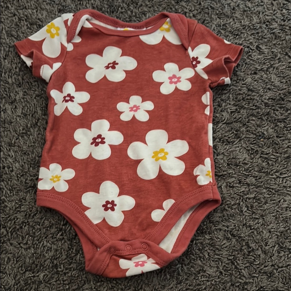 Red and White Floral Bodysuit One Piece